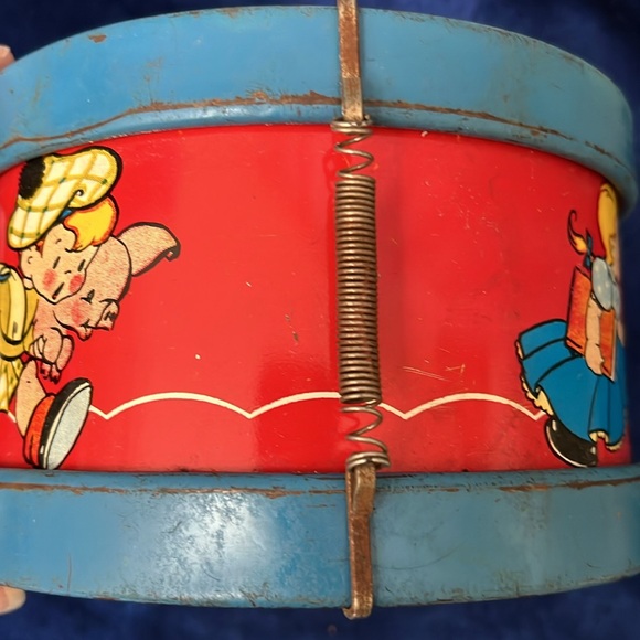 Vintage Ohio Art Childs Toy Tin Drum with Storybook Characters Great Graphics! - Picture 12 of 15